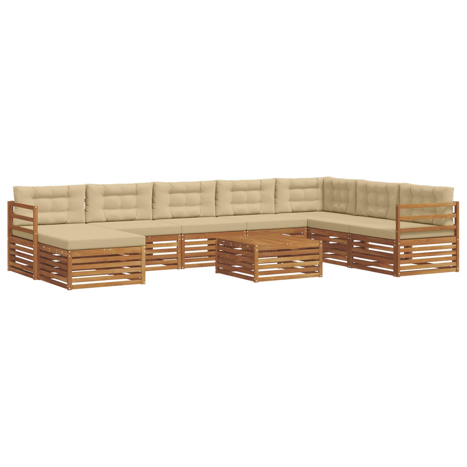 Outdoor-sofagarnitur 9 Stk. Natur Und Beige Massivholz Akazie Vidaxl