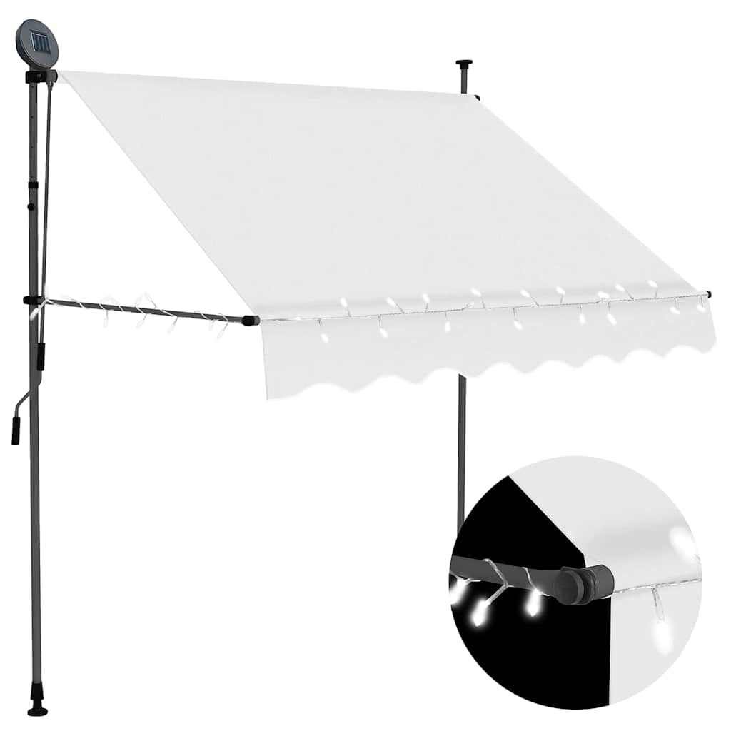 Einziehbare Markise Handbetrieben Mit Led 200 Cm Creme - Vidaxl