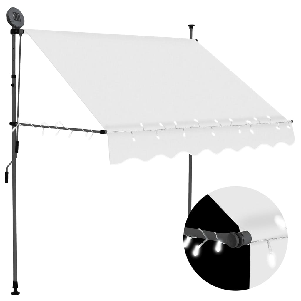 Einziehbare Markise Handbetrieben Mit Led 100 Cm Creme Vidaxl