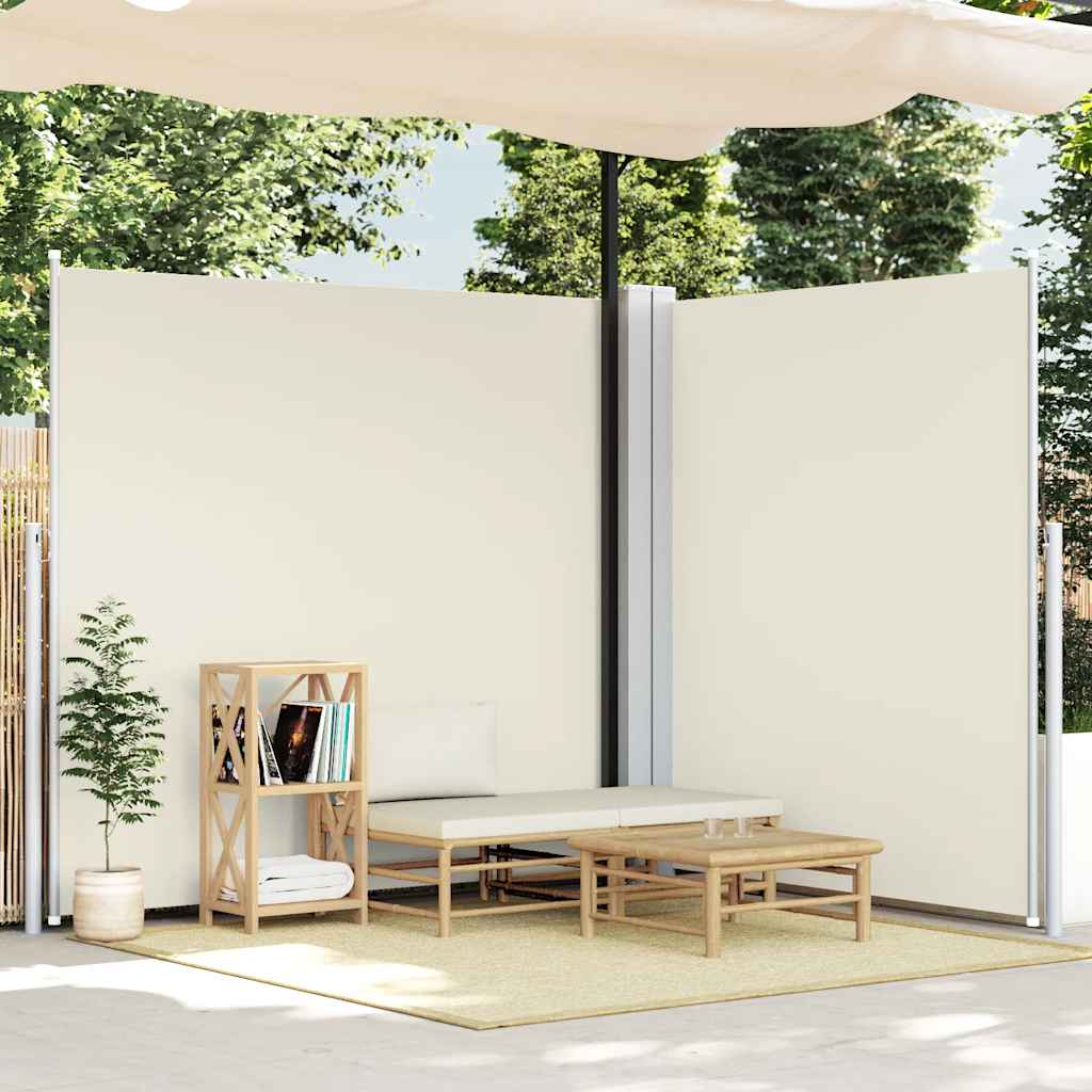 Ausziehbare Seitenmarkise Doppelt 170 X 600 Cm Creme Vidaxl