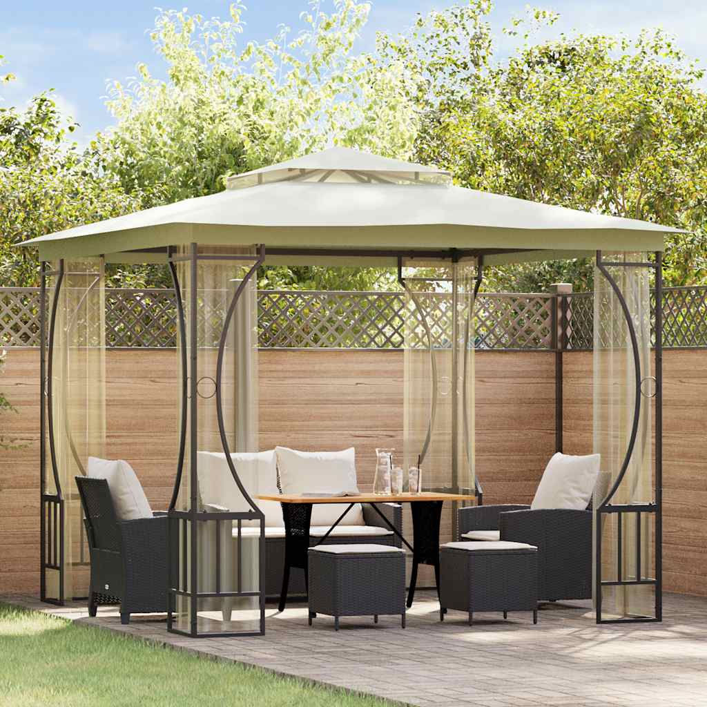 Pavillon Mit Netz 300x300x265 Cm Creme - Vidaxl