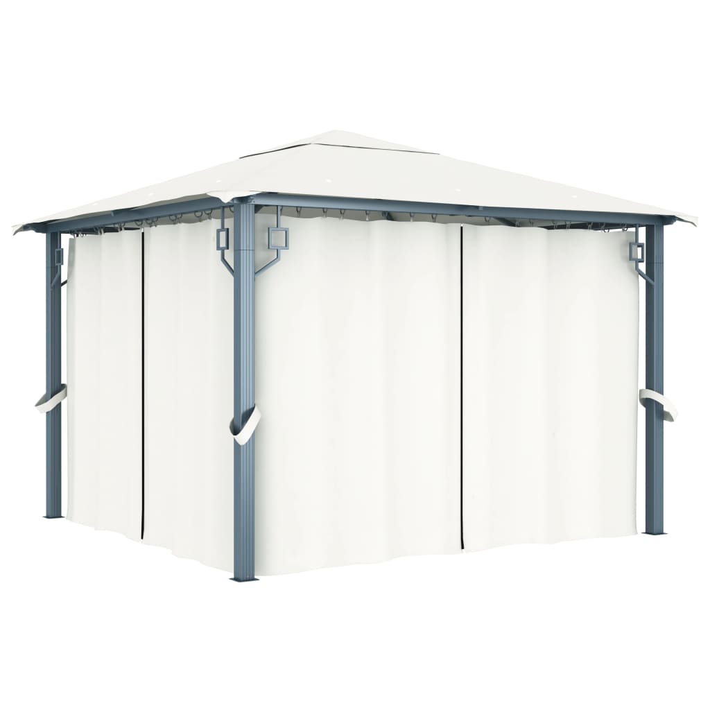 Pavillon Mit Vorhängen 300 X 300 Cm Creme Aluminium - Vidaxl