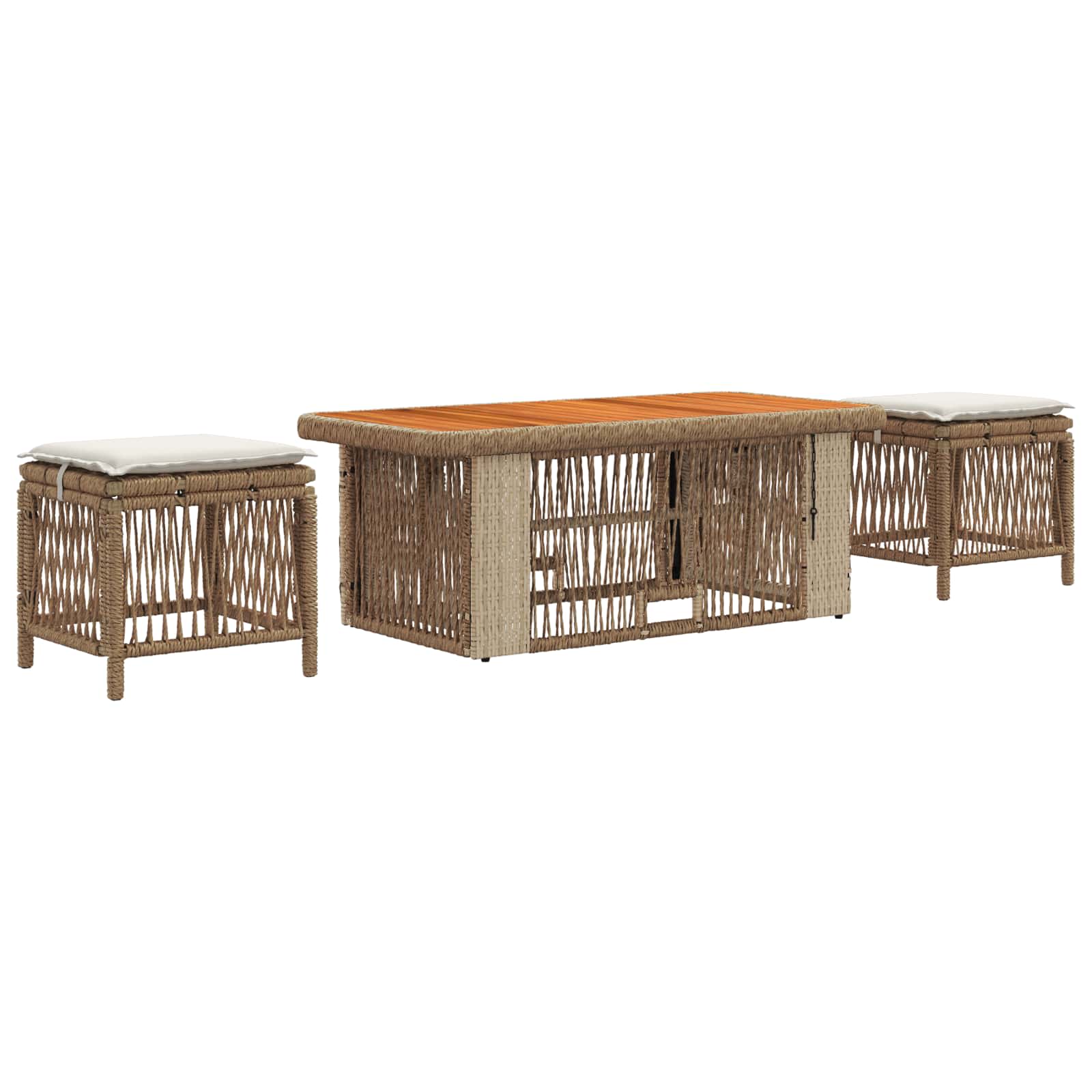 Vidaxl Garden Dining Set 4 Pcs Beige And Cream Poly Rattan