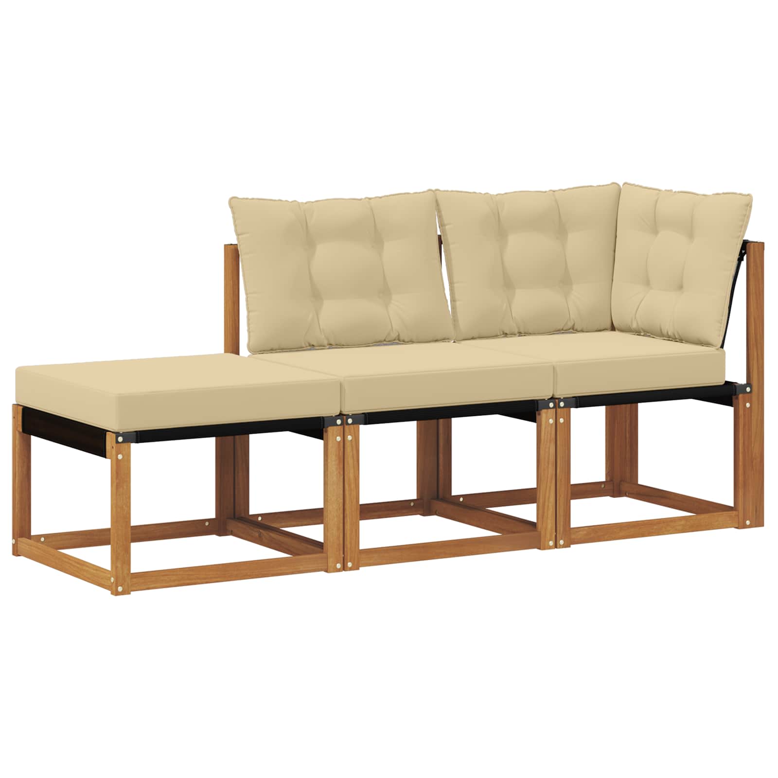 Vidaxl 3 Pcs Outdoor Sectional Sofa Units Natural And Beige