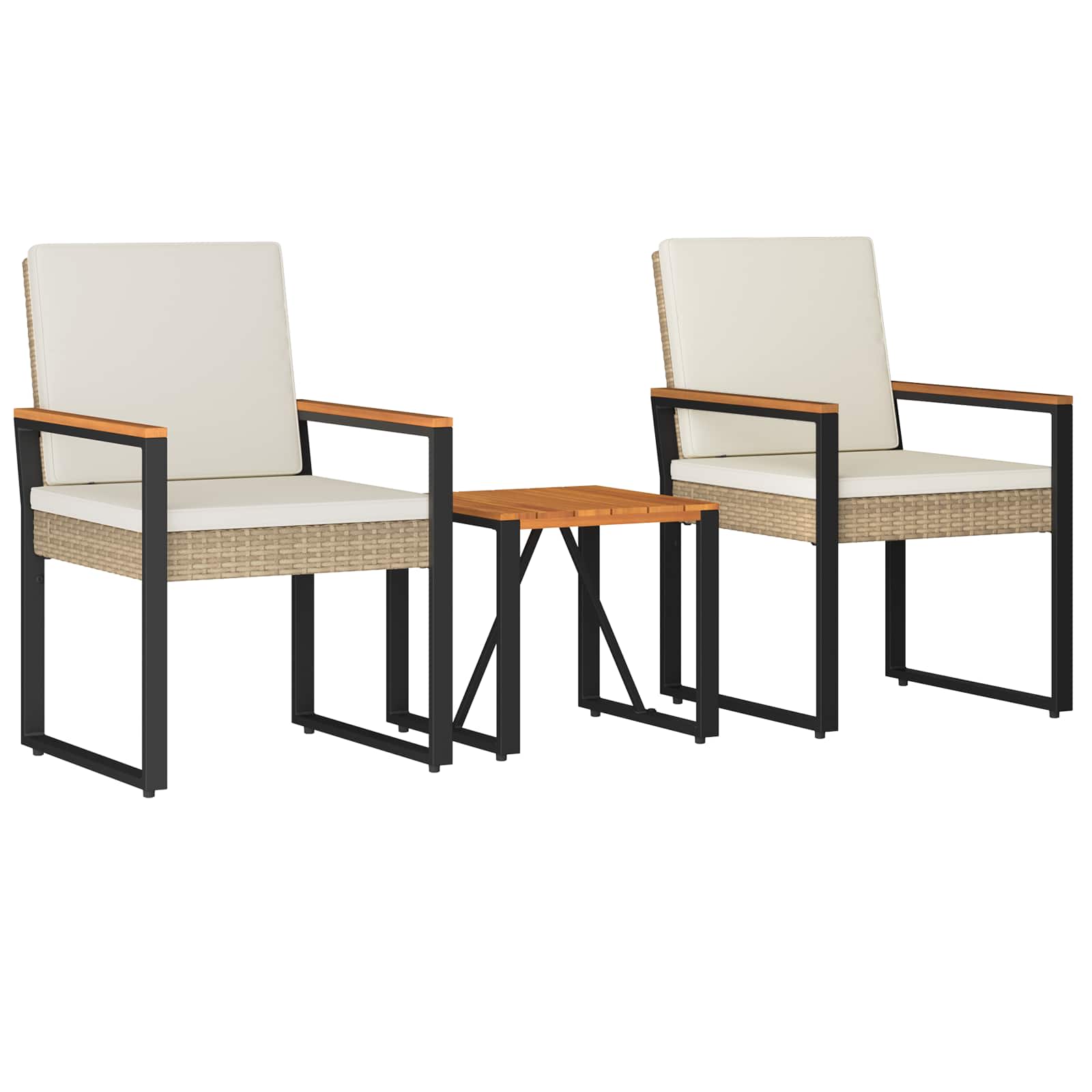 Vidaxl Outdoor Furniture Set 3 Pcs Beige And Cream White Poly Rattan