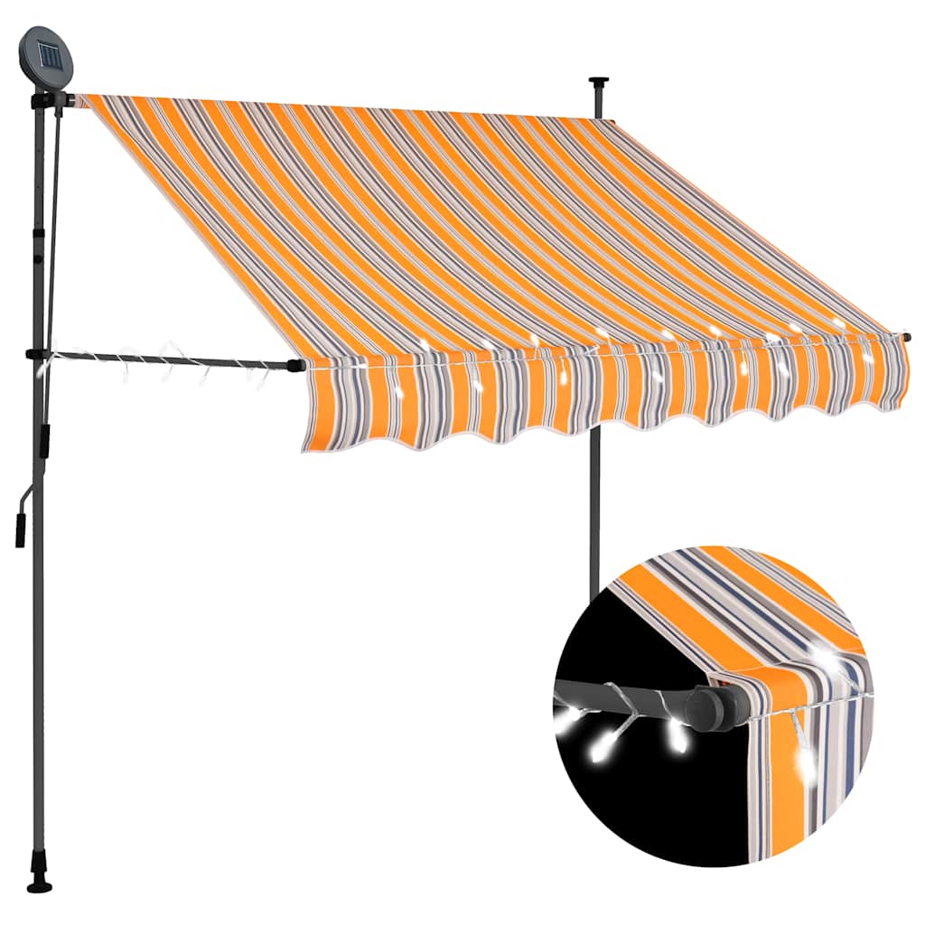 Vidaxl - Einziehbare Markise Handbetrieben Mit Led 100 Cm Gelb Und Blau
