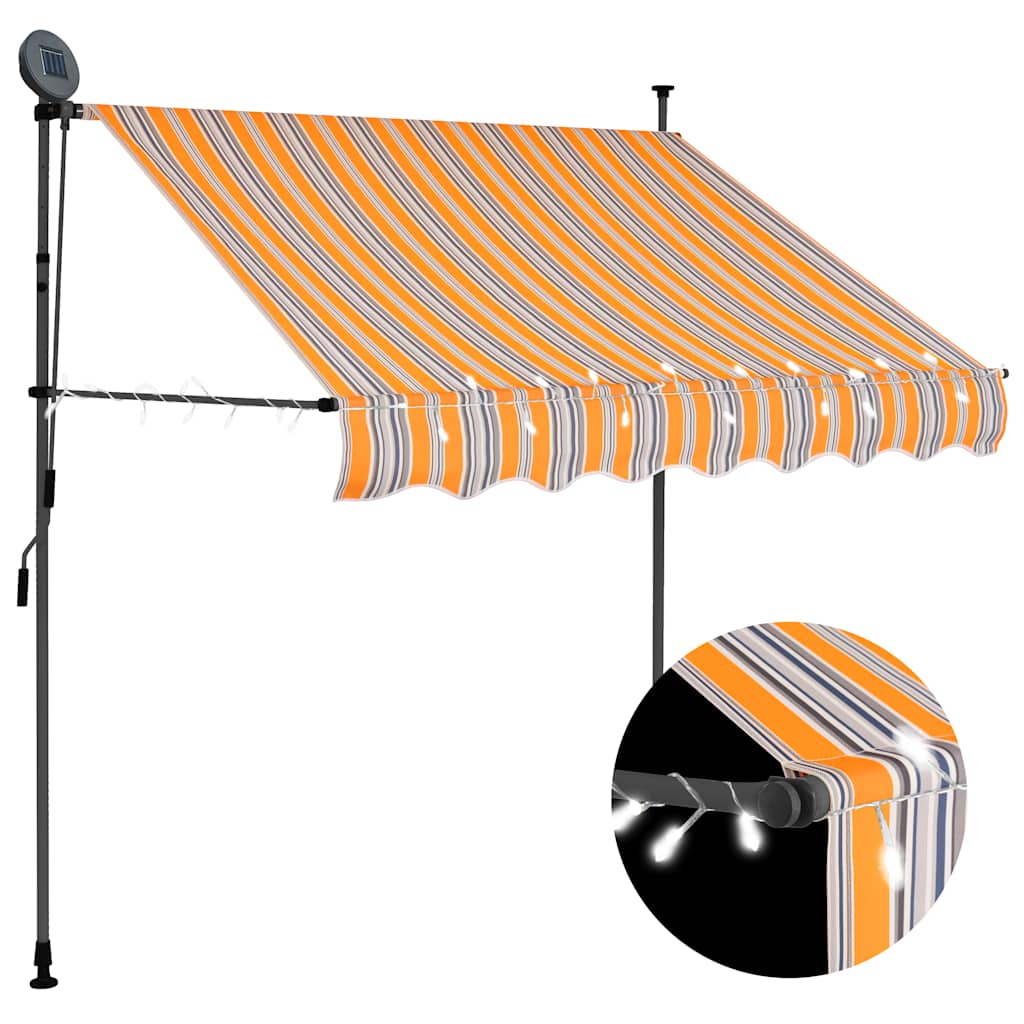 Vidaxl - Einziehbare Markise Handbetrieben Mit Led 150 Cm Gelb Und Blau