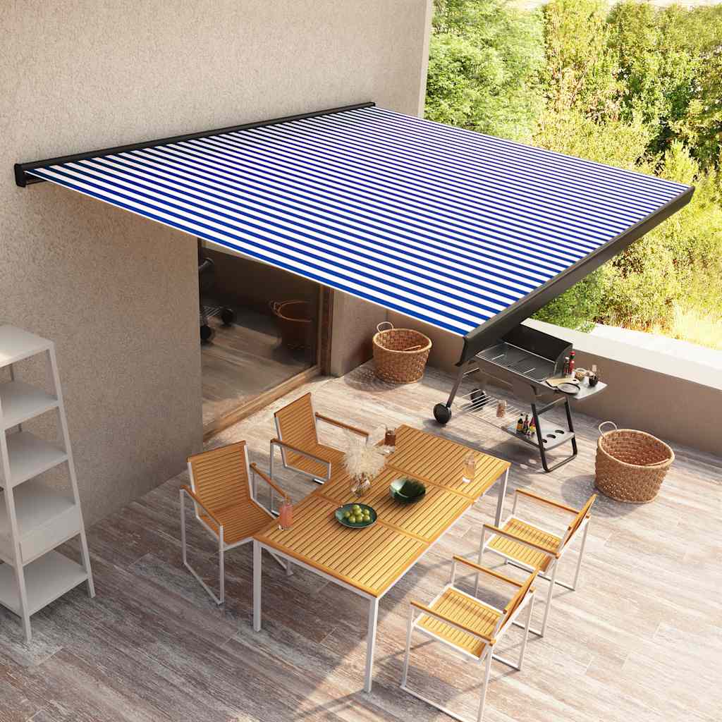Vidaxl - Kassettenmarkise Mit Motor 400x300 Cm Blau Und Weiß