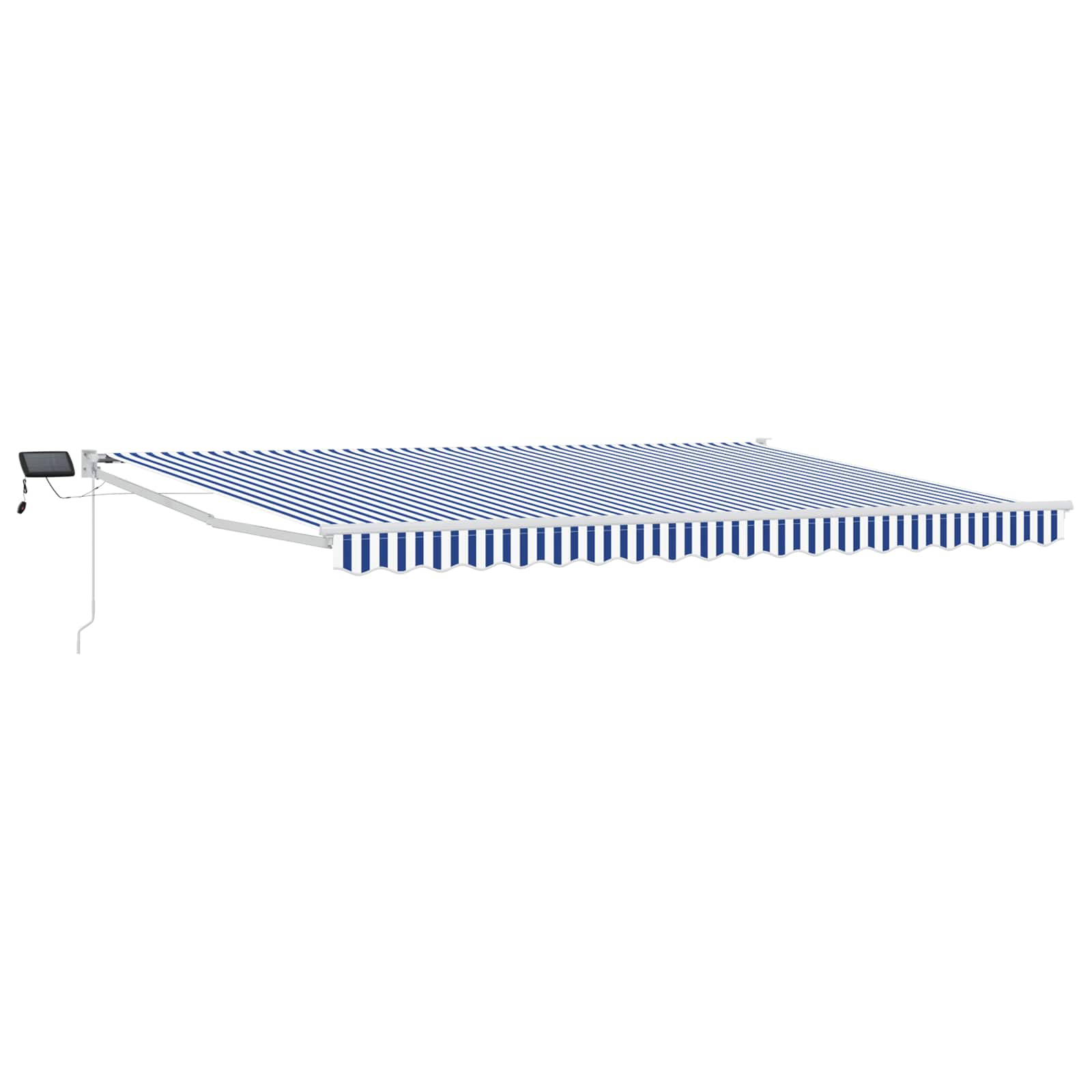 Vidaxl Retractable Awning With Solar And Led Blue And White 4 X 3 M