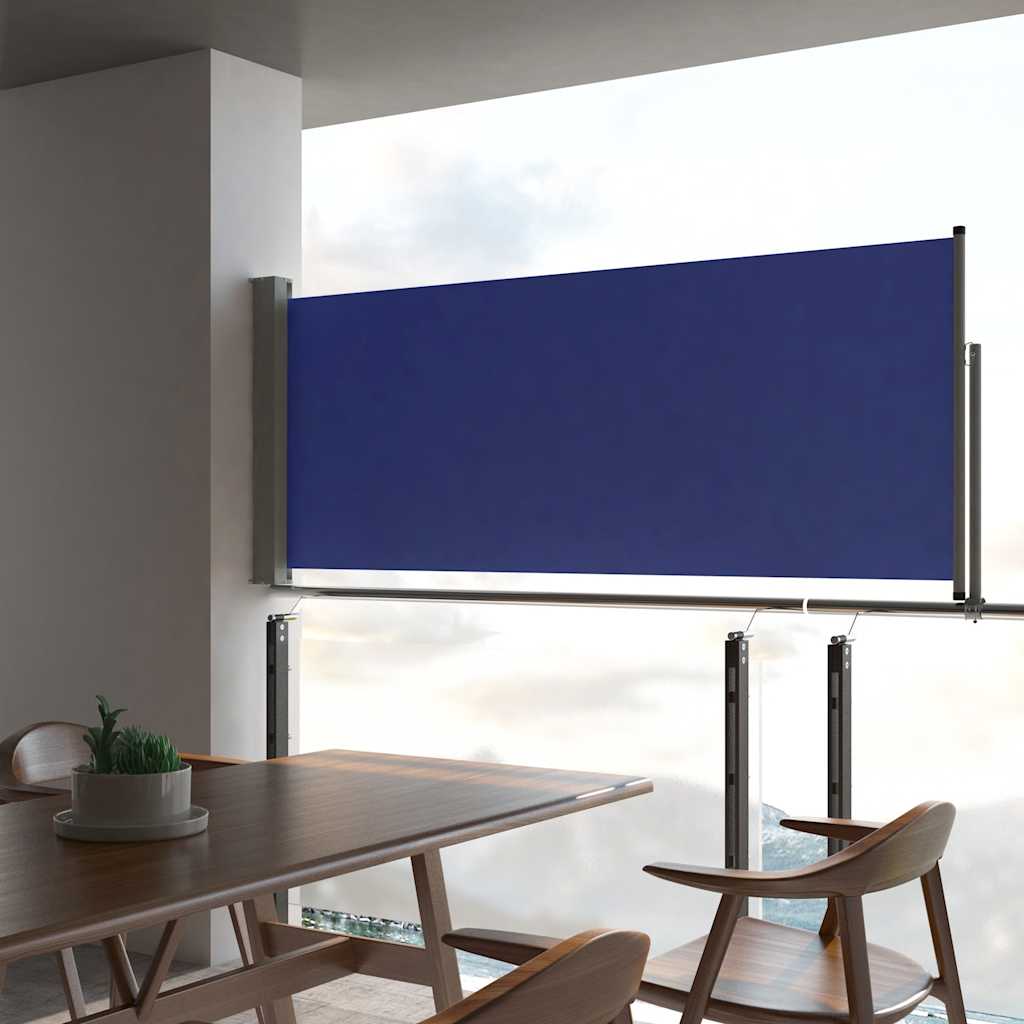 Einziehbares Seitenmarkise Für Terrasse 100x300 Cm Blau