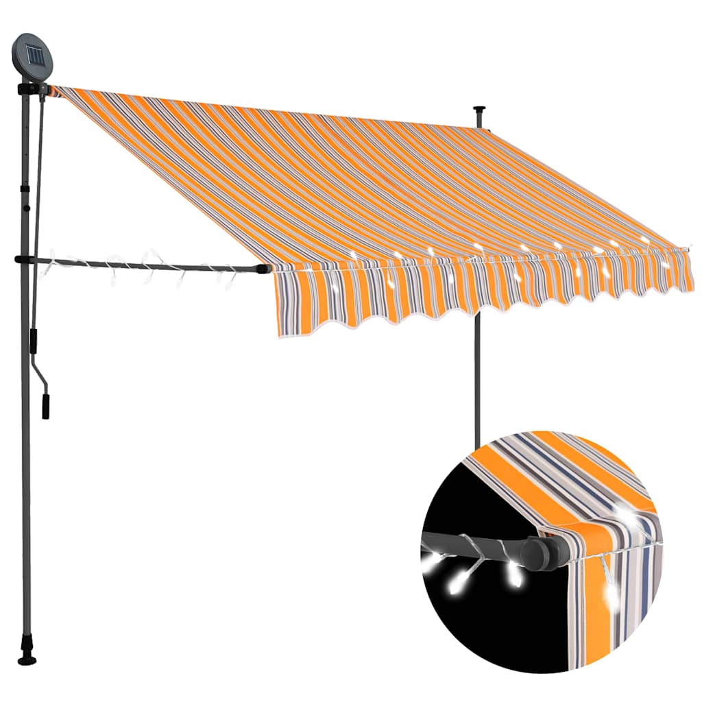 Vidaxl - Einziehbare Markise Handbetrieben Mit Led 300 Cm Gelb Und Blau