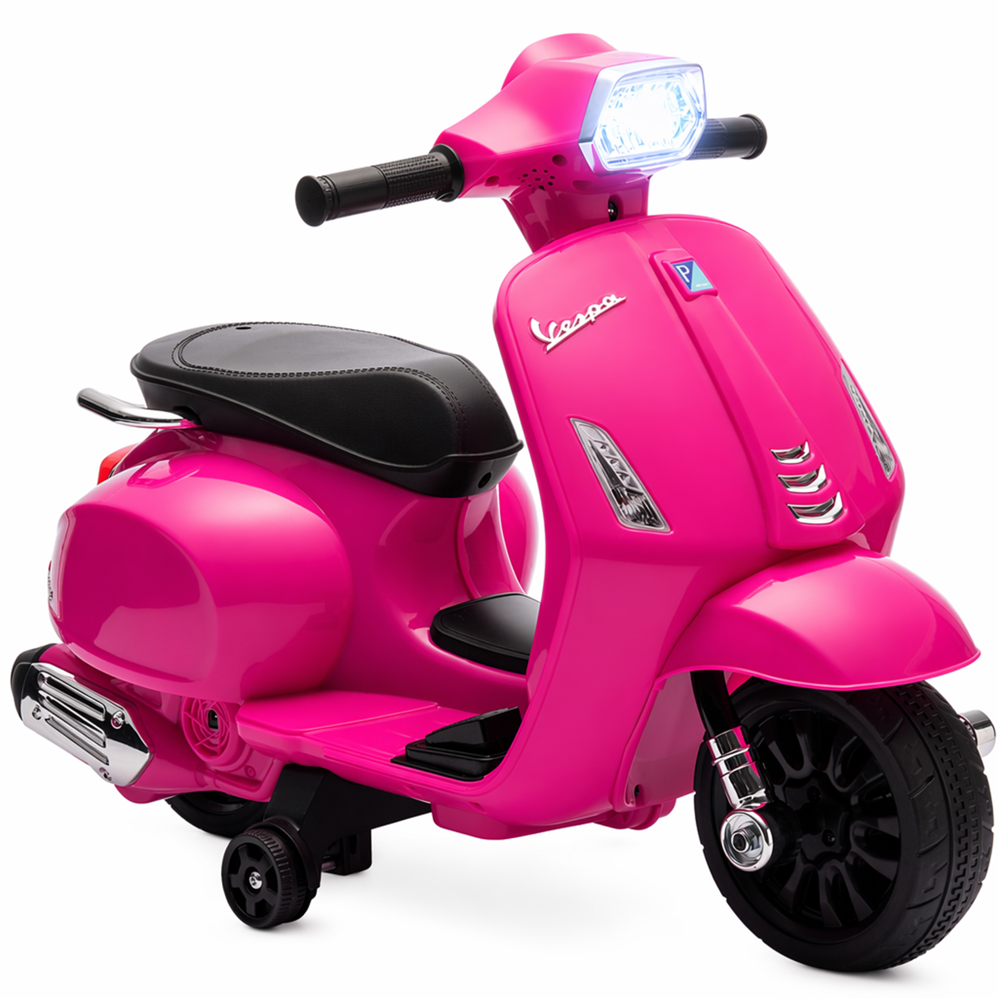 Elektro Motorrad Kinder Vespa 6v Elektromotorrad Mit Stützrädern, Scheinwerfer, Hupe Für 2-4 Jahre 71 X 37 X 52 Cm Rosa