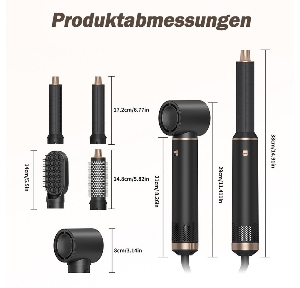 TUWENA Multihaarstyler 5 in 1 Airstyler, Multistyler Hair Styler Set mit Ionen Haartrockne, Lockenstab Automatisch, Glätten, Locken,Trockenes Haar Bild 5
