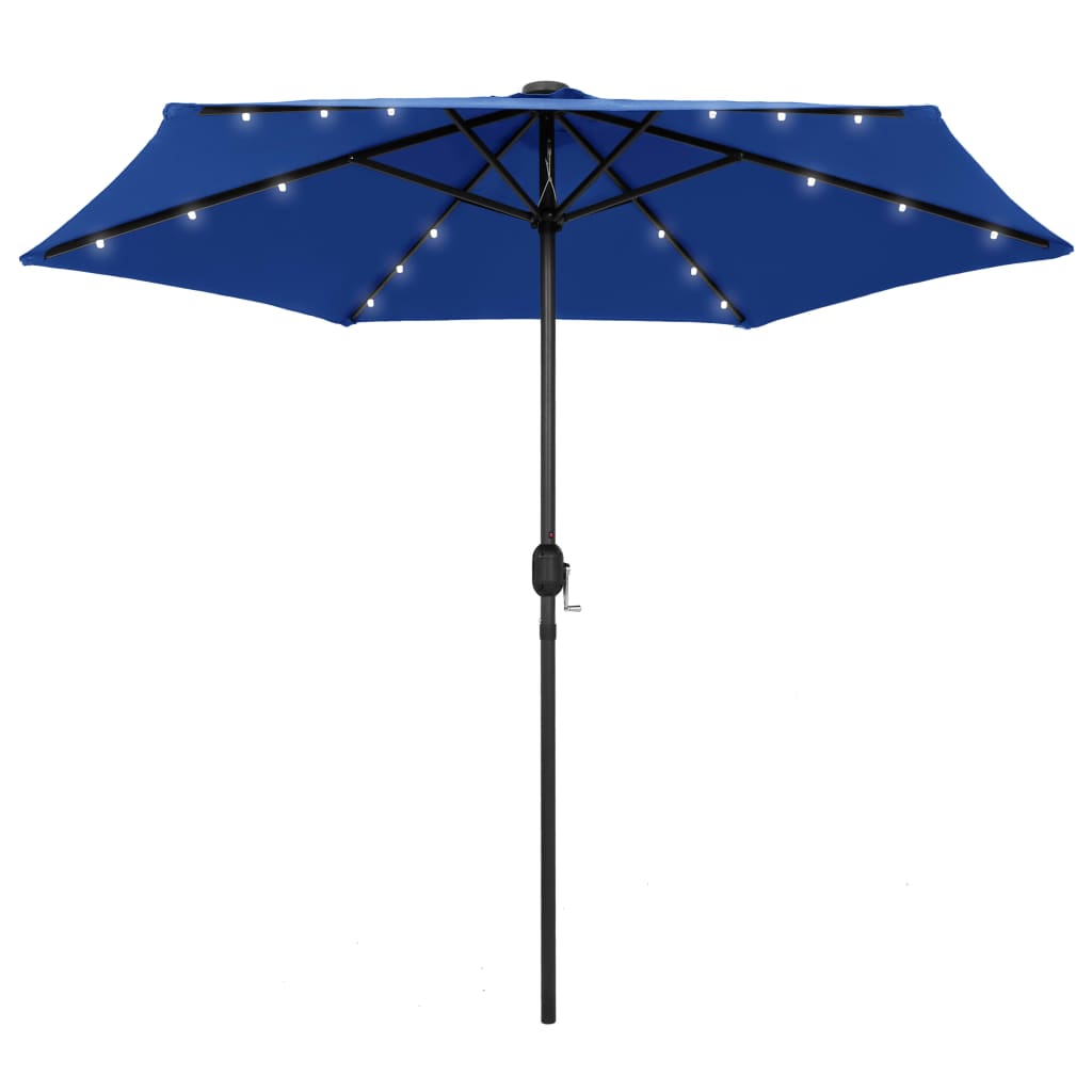 Sonnenschirm Mit Led-beleuchtung Und Alu-mast 270 Cm Azurblau Vidaxl