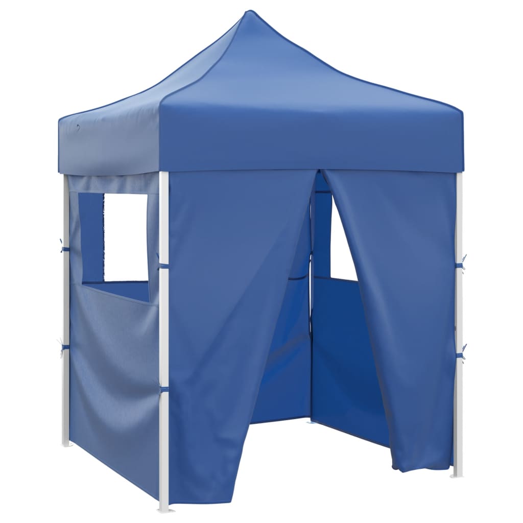 Profi-partyzelt Faltbar Mit 4 Seitenwänden 2×2m Stahl Blau - Vidaxl