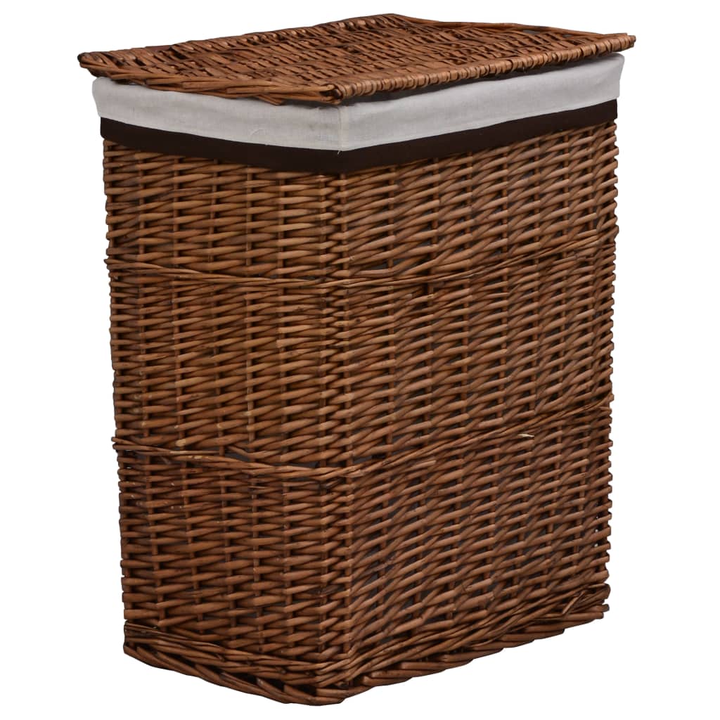 Vidaxl Laundry Basket Brown Willow