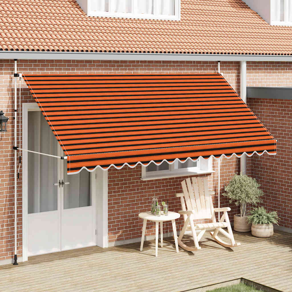 Einziehbare Markise Handbetrieben 400 Cm Orange Und Braun Vidaxl