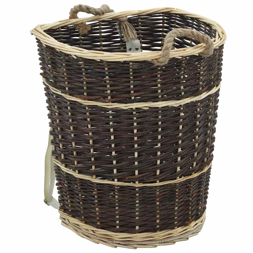 Holzkorb Mit Trageriemen 44,5×37×50 Cm Natur Weide Vidaxl