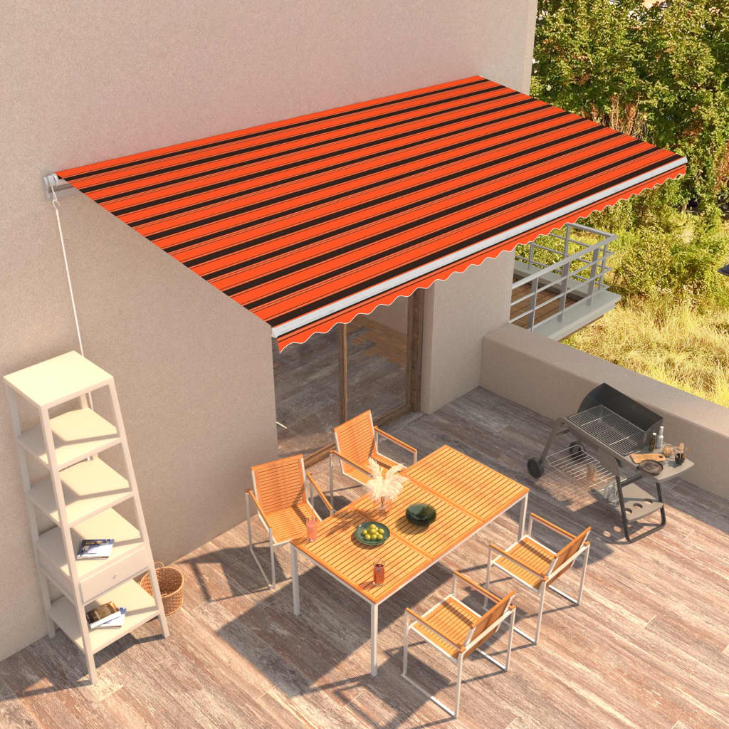 Einziehbare Markise Handbetrieben 600 X 300 Cm Orange Und Braun - Vidaxl