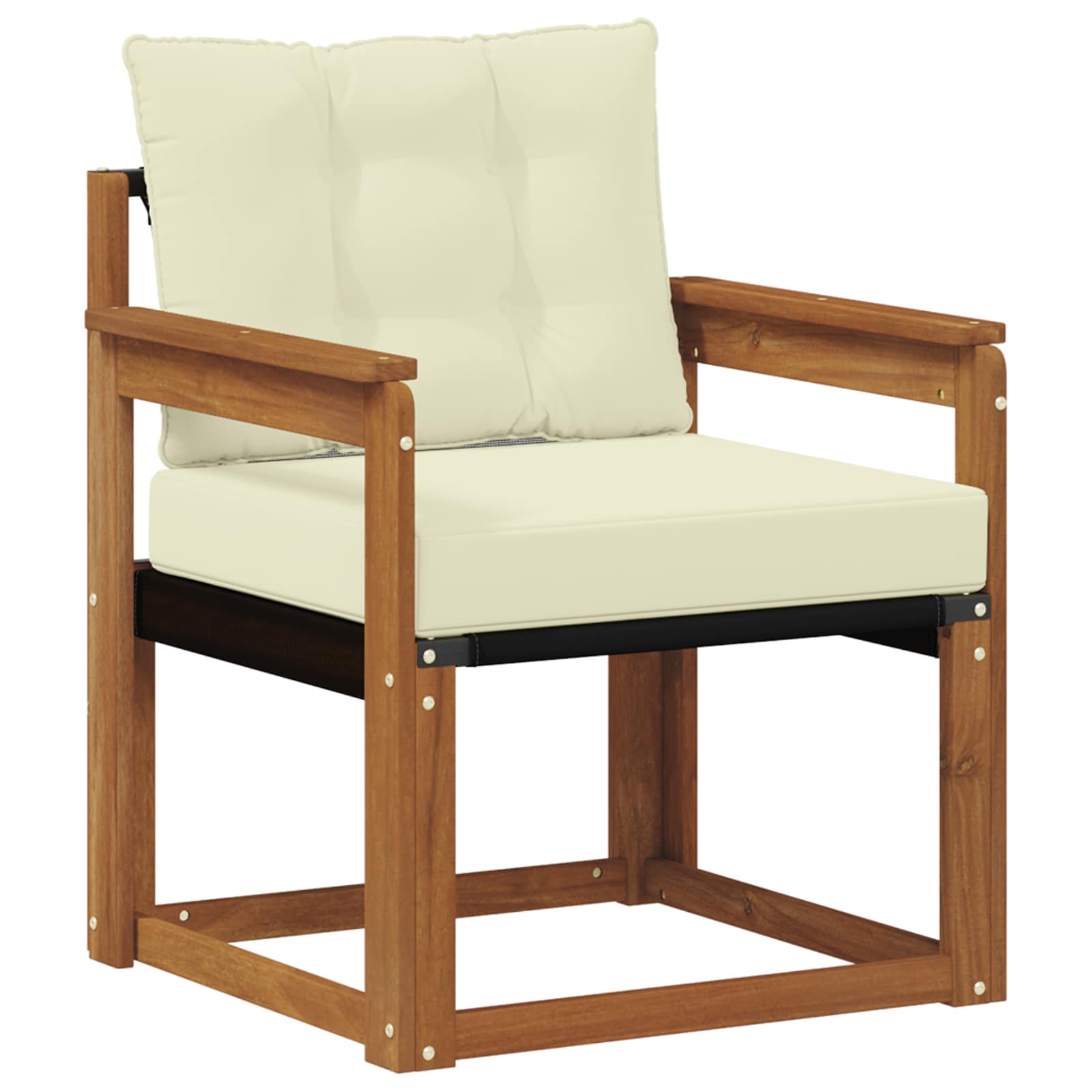 Vidaxl Outdoor Sofa Solid Acacia Wood And Textilene Natural And Cream