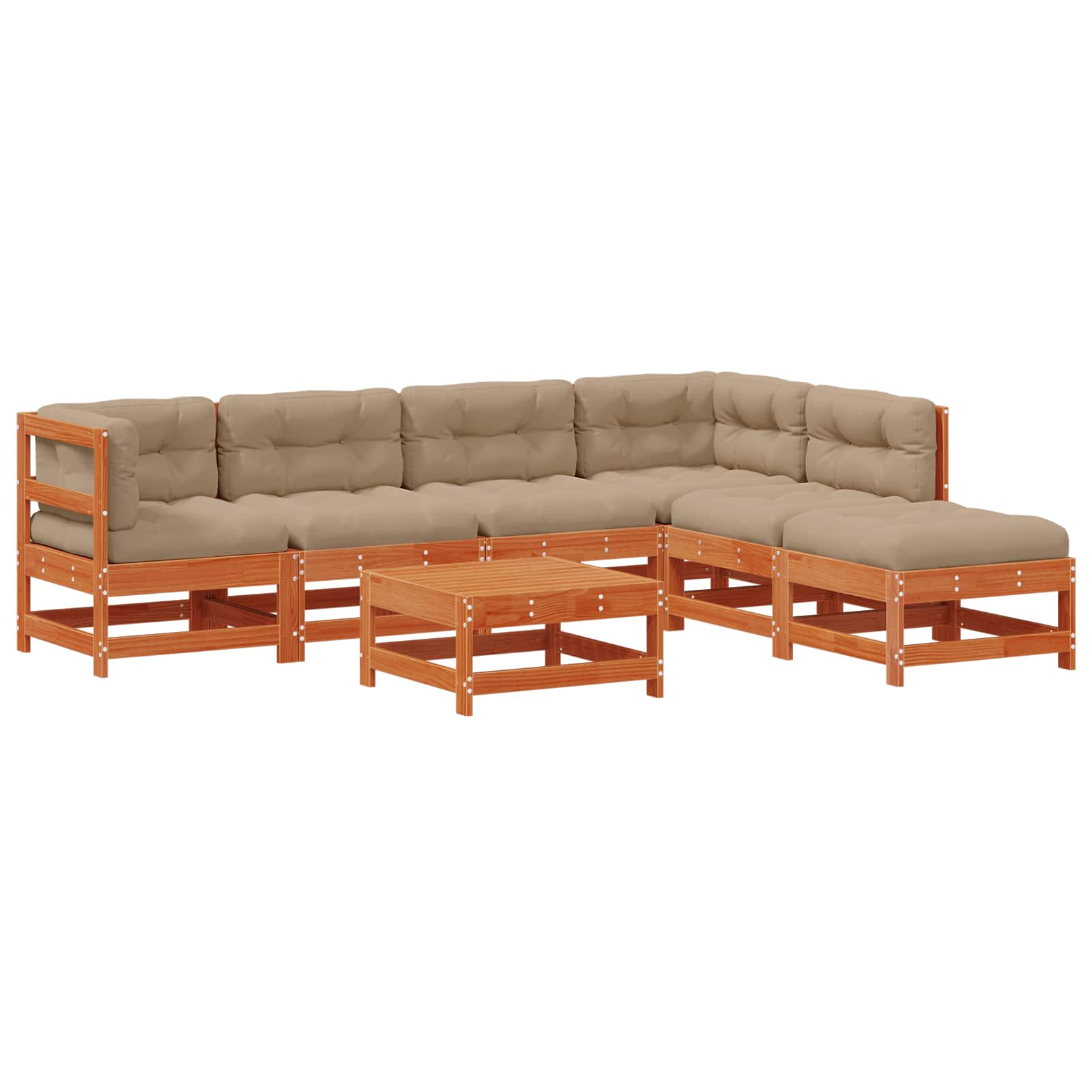 Garten-lounge-set 7 Stk. Wachsbraun Massives Kiefernholz Vidaxl
