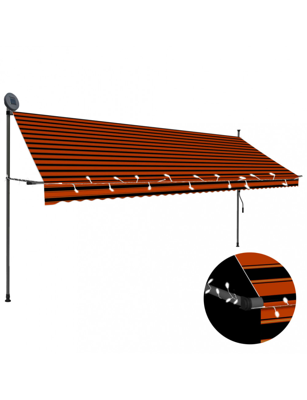 Einziehbare Markise Handbetrieben Mit Led 400 Cm Orange Braun Vidaxl