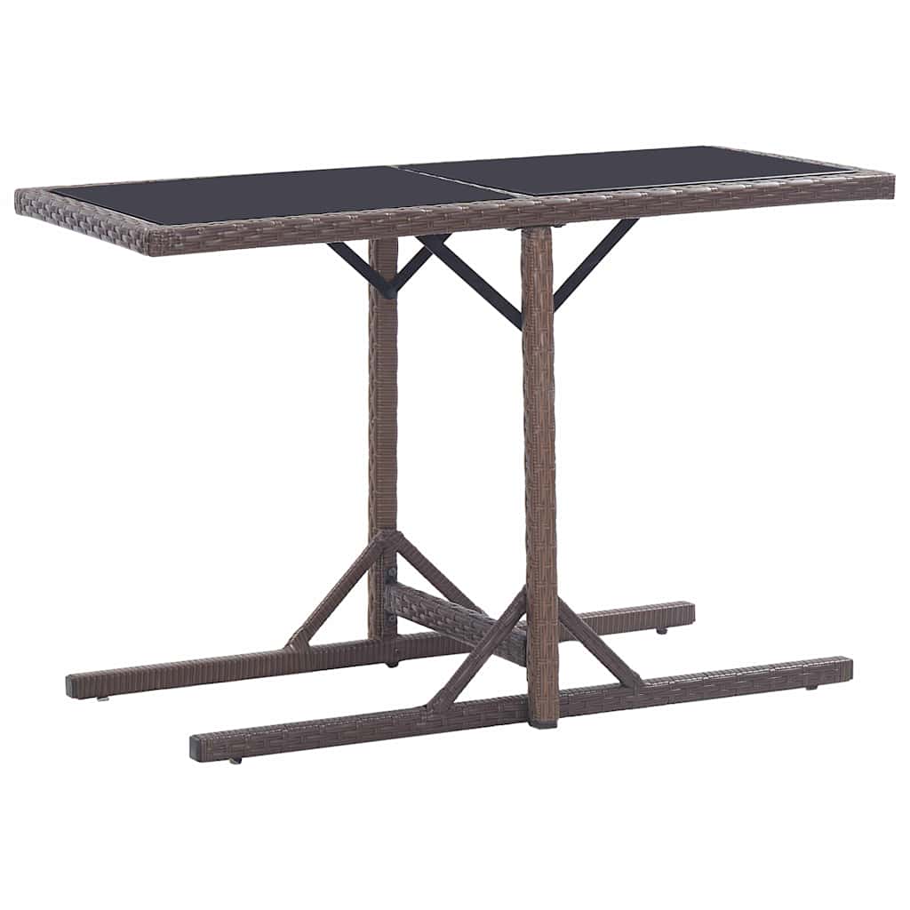 Gartentisch Braun 110×53×72 Cm Glas Und Poly Rattan Vidaxl