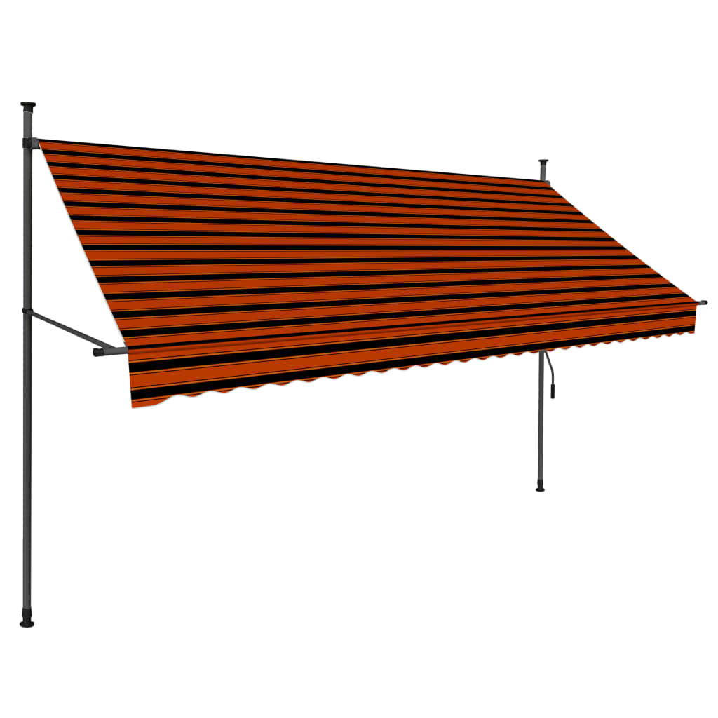 Einziehbare Markise Handbetrieben Mit Led 300 Cm Orange Braun Vidaxl