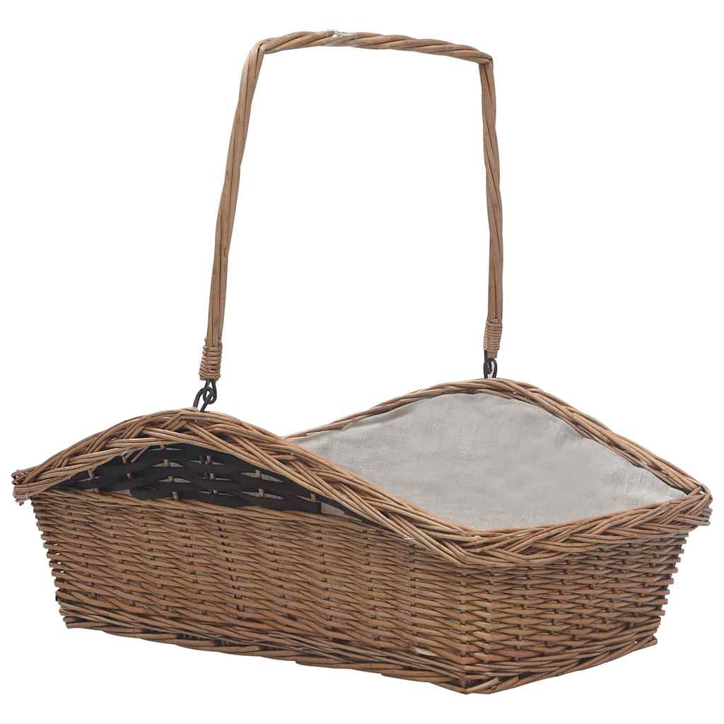 Holzkorb Mit Tragegriff 61,5 × 46,5 × 58 Cm Braun Weide Vidaxl