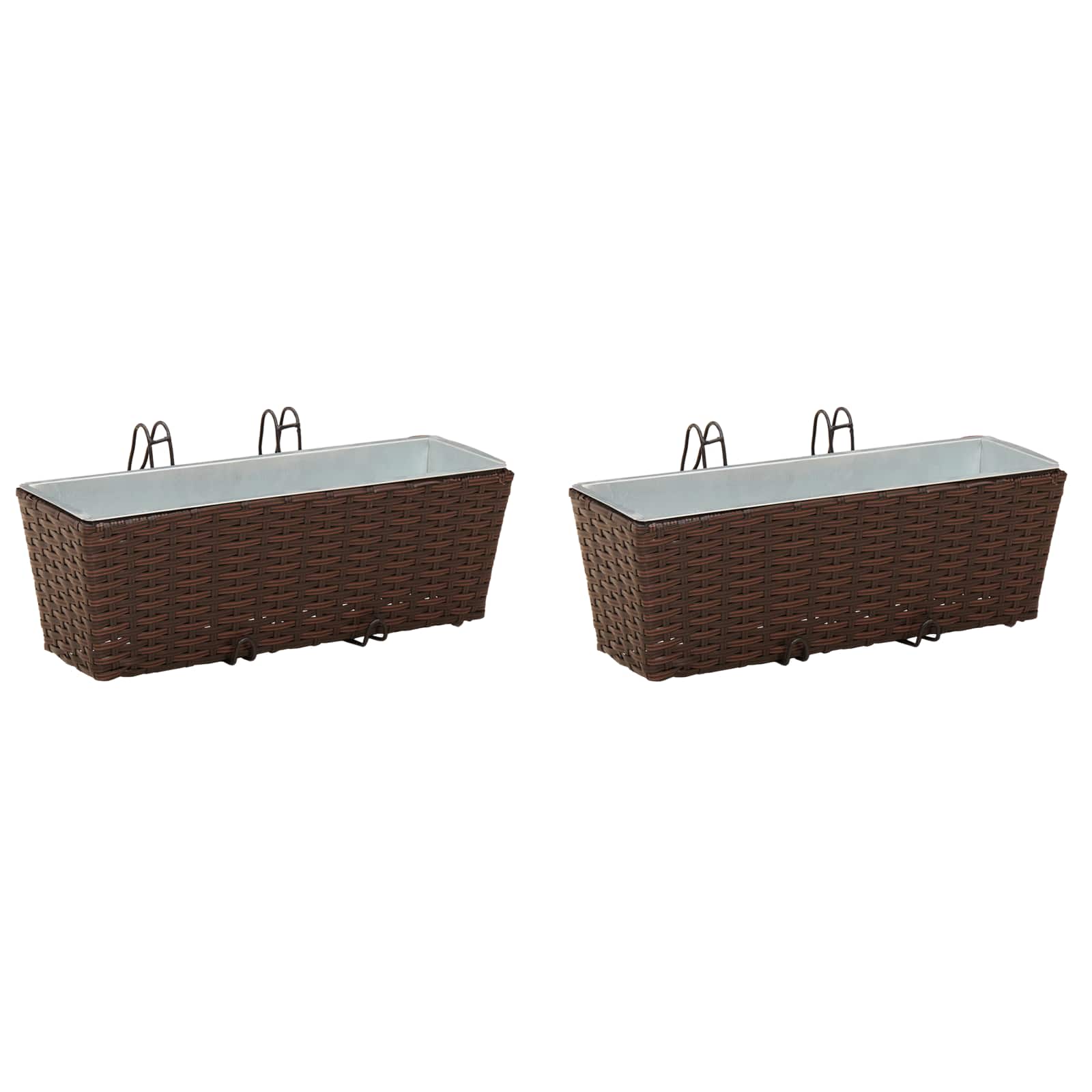 Balkon 2 Stk. Braun 50 X 17 X 17 Cm Metall Vidaxl