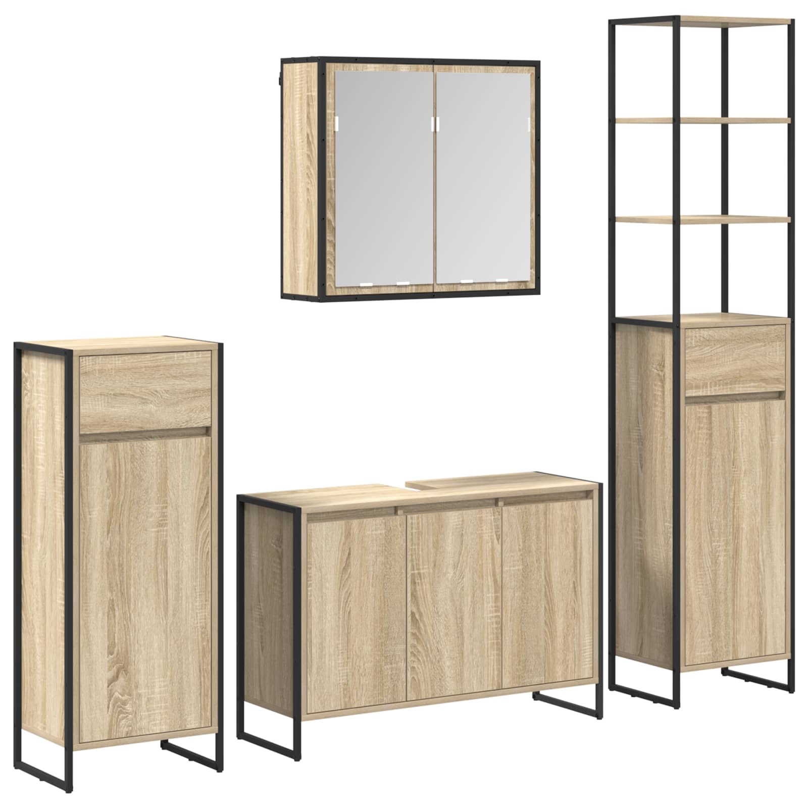 Vidaxl Bathroom Furniture Set 4 Pcs Sonoma Oak Engineered Wood