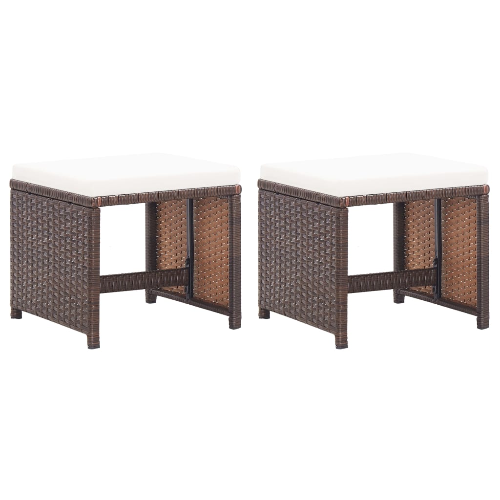 Gartenhocker 2 Stk. Mit Sitzkissen Poly Rattan Braun - Vidaxl