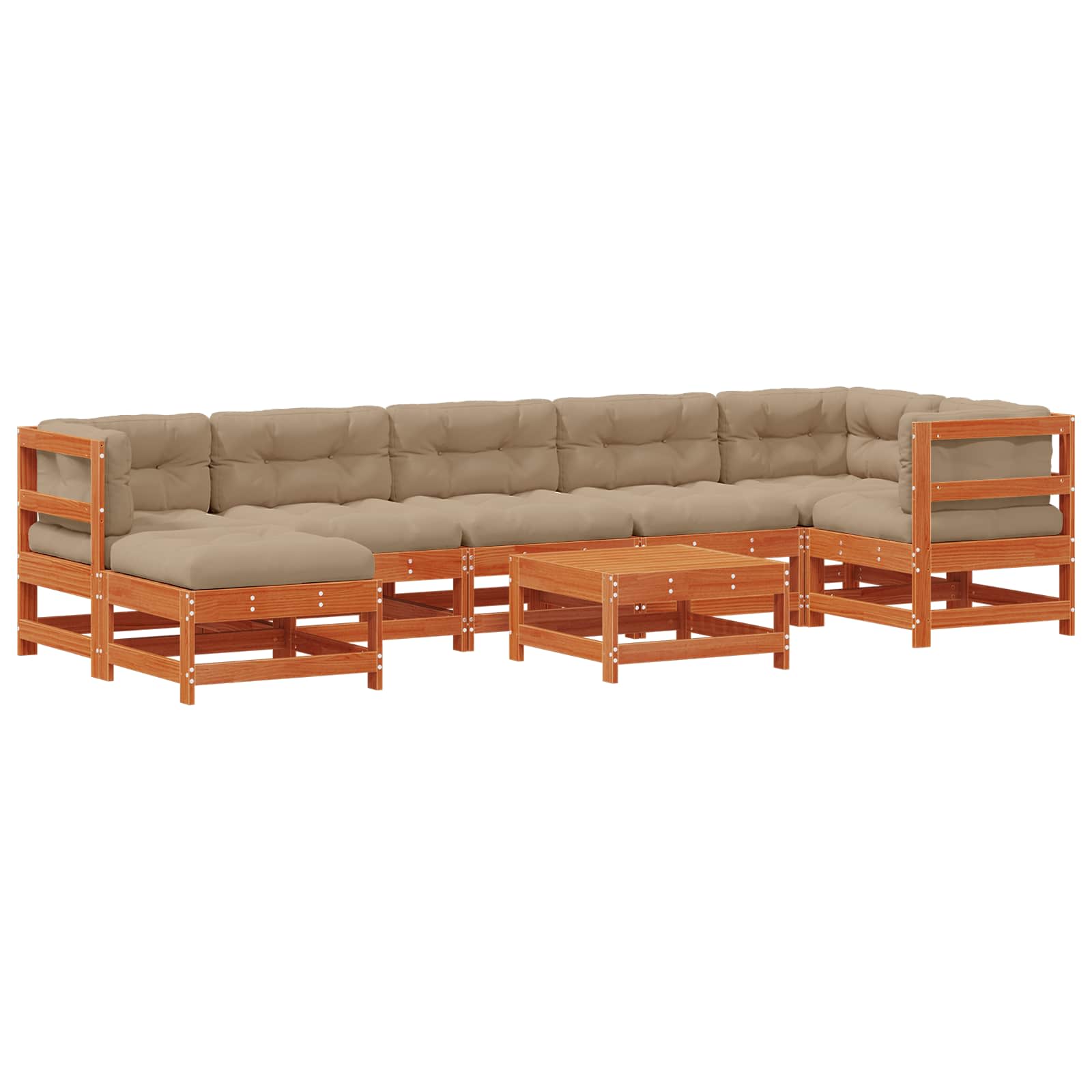 Garten-lounge-set 8 Stk. Wachsbraun Massives Kiefernholz Vidaxl