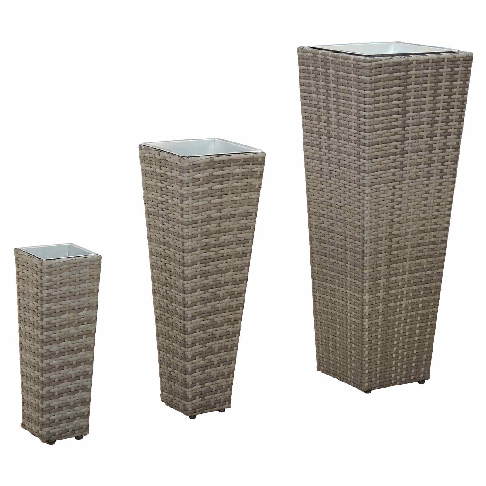 Set Für Outdoor 3 Stk. Grau 30 X 30 X 80 Cm Metall Vidaxl