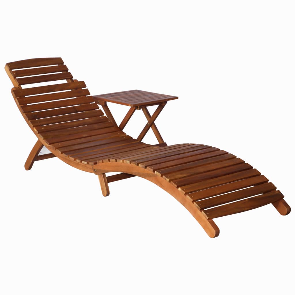Sonnenliege Mit Tisch Massivholz Akazie Braun - Vidaxl