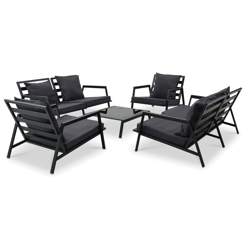 5-tlg. Garten-lounge-set Mit Auflagen Aluminium Dunkelgrau Vidaxl