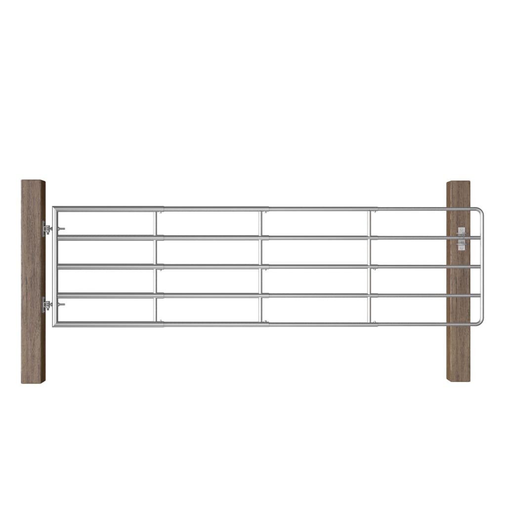 Vidaxl - 5-rohre-weidetor Stahl (115-300)×90 Cm Silbern