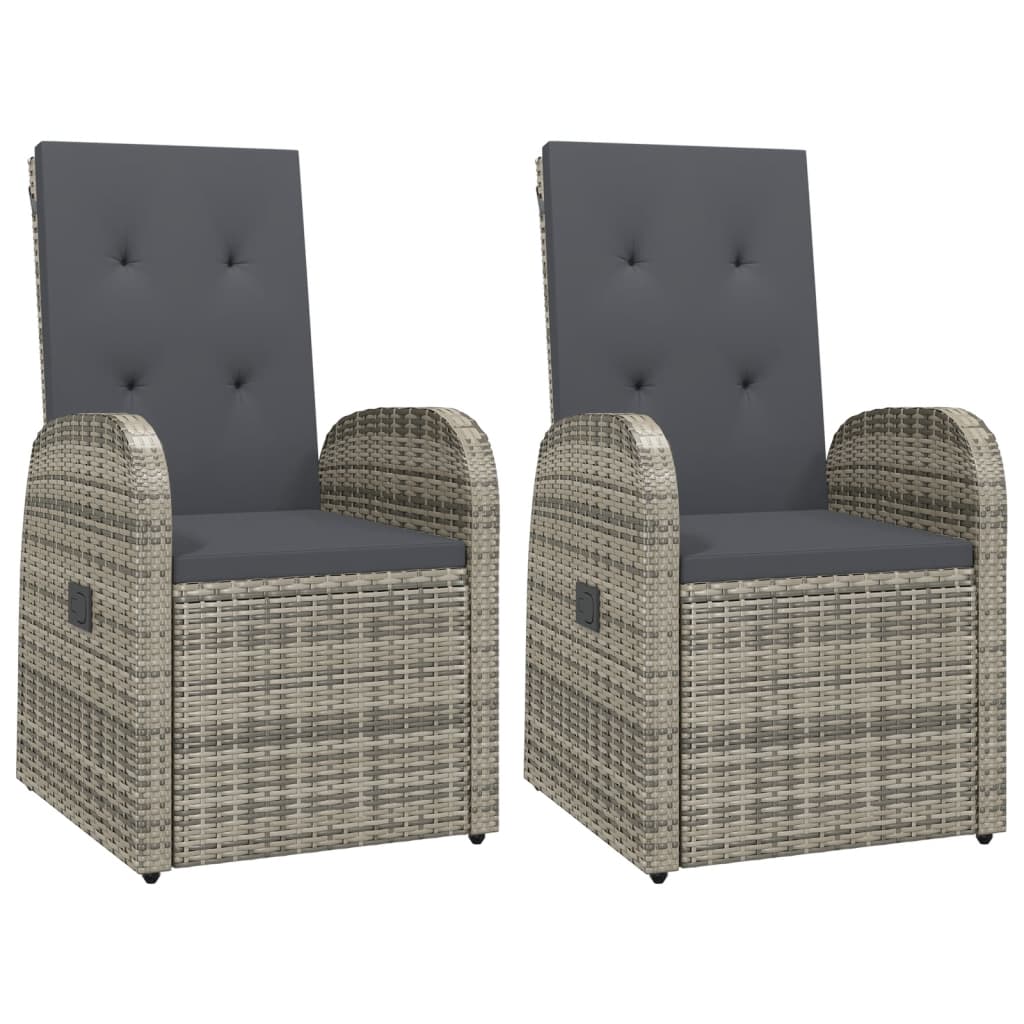 Garten-liegestühle 2 Stk. Mit Auflagen Poly Rattan Grau - Vidaxl