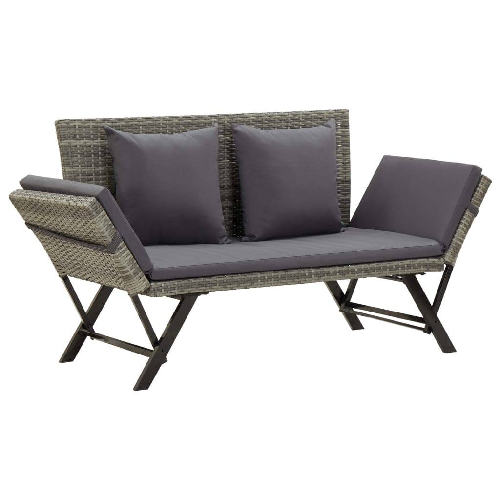 Gartenbank Mit Auflagen 176 Cm Grau Poly Rattan - Vidaxl
