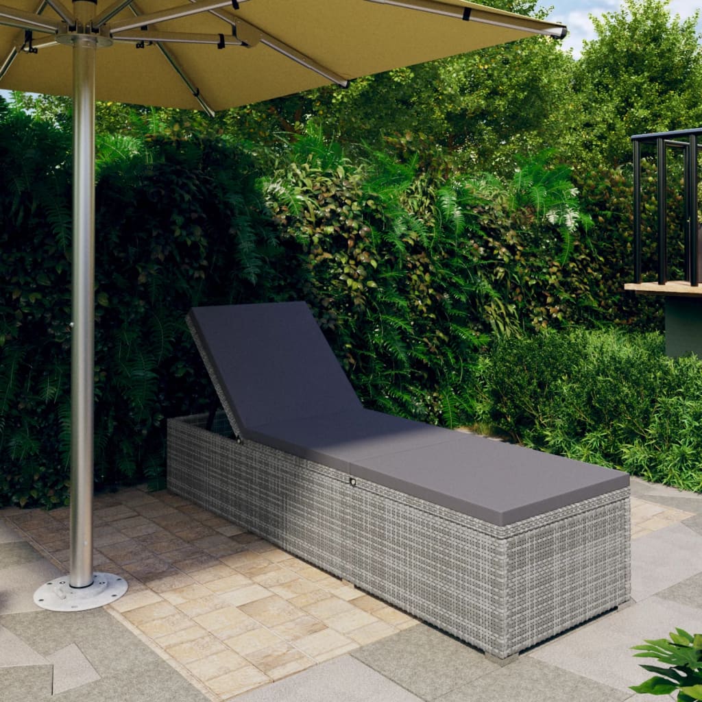 Sonnenliege Mit Auflage Poly Rattan Grau - Vidaxl