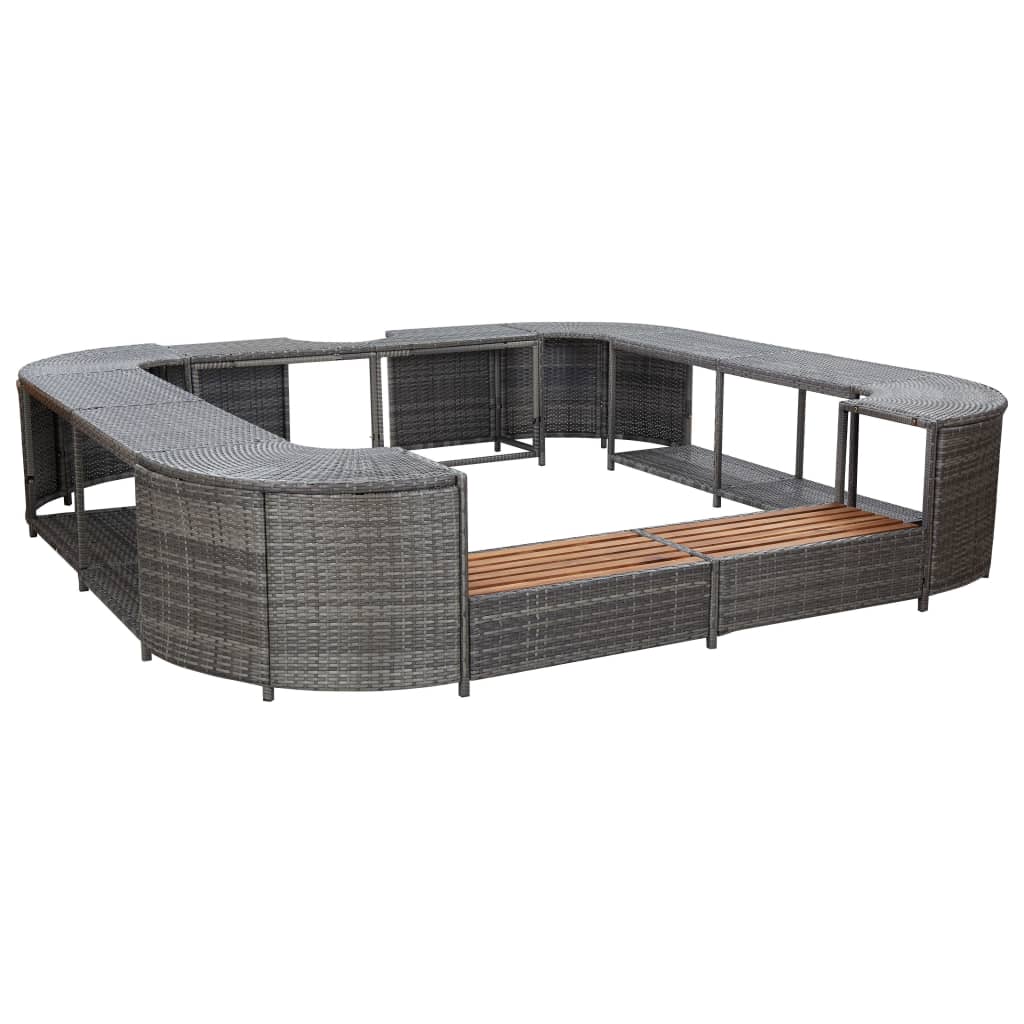 Vidaxl - Whirlpool-umrandung Quadratisch Grau 268x268x55 Cm Poly Rattan