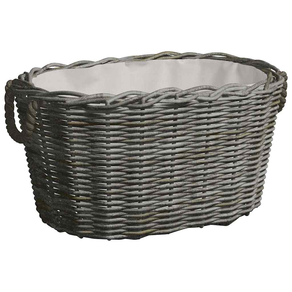 Holzkorb Mit Tragegriffen 59x42x28 Cm Grau Weide Vidaxl