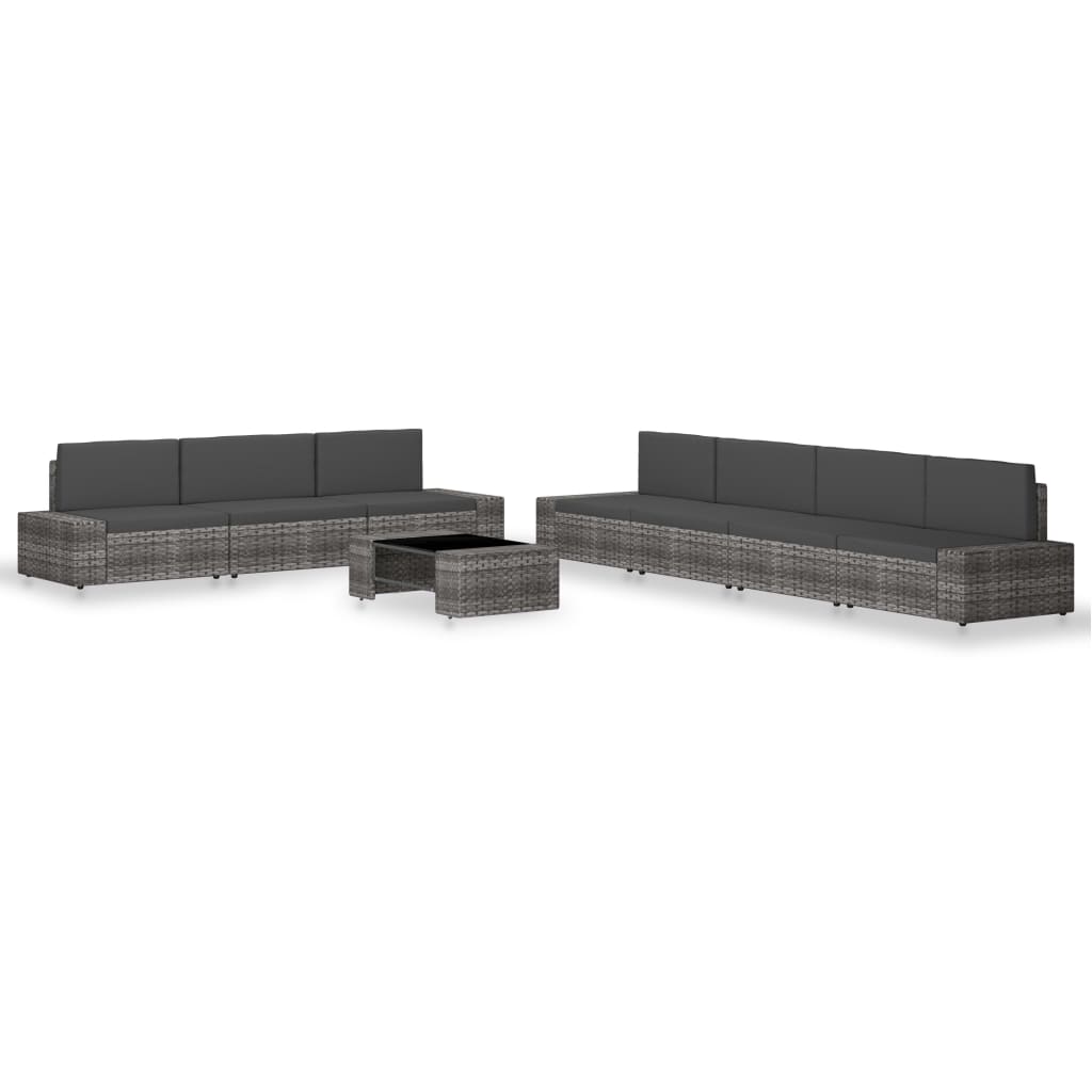 8-tlg. Garten-lounge-set Poly Rattan Grau Vidaxl