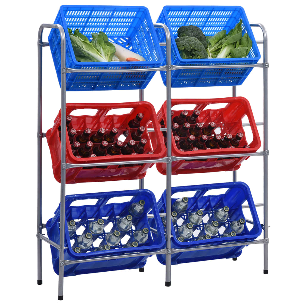 Kistenregal Für 6 Kisten Silbern 96x33x116 Cm Stahl Vidaxl