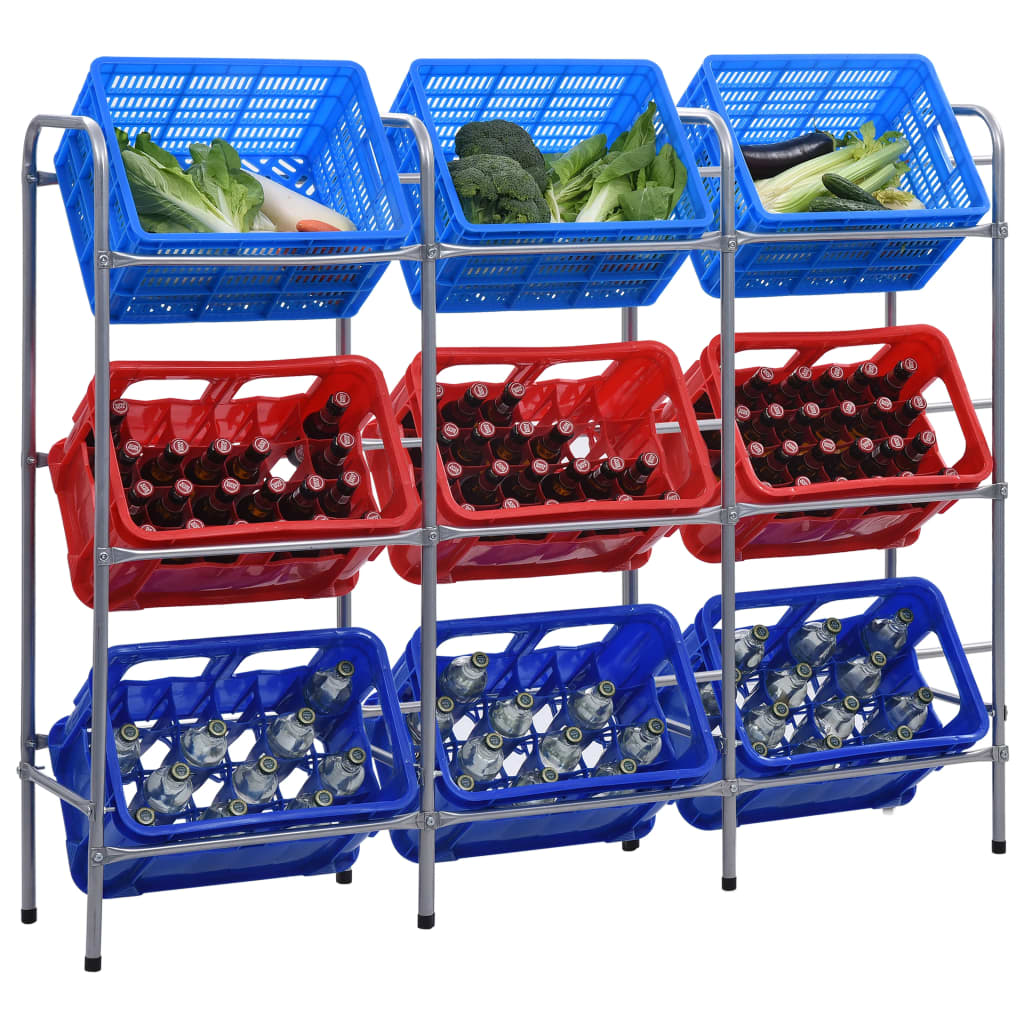 Kistenregal Für 9 Kisten Silbern 145x33x116 Cm Stahl Vidaxl