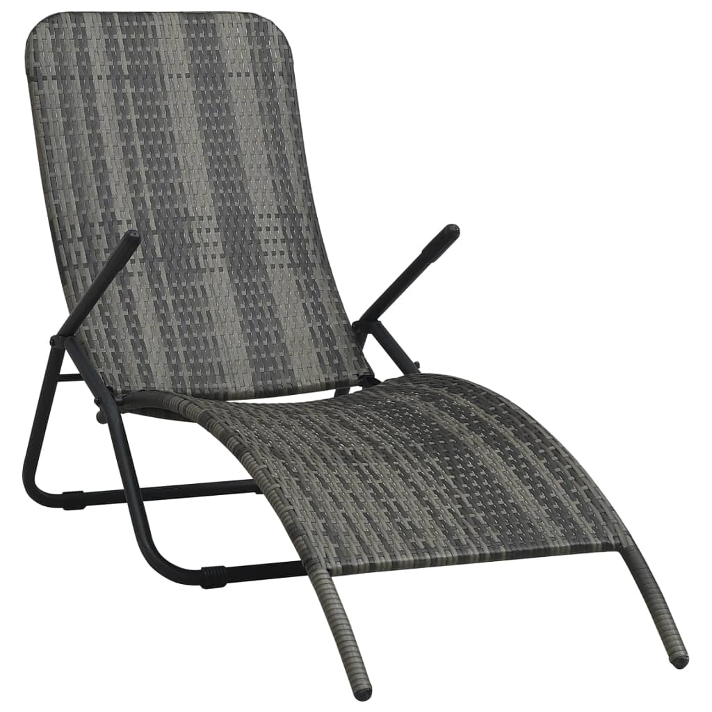 Klappbare Sonnenliege Poly Rattan Grau - Vidaxl