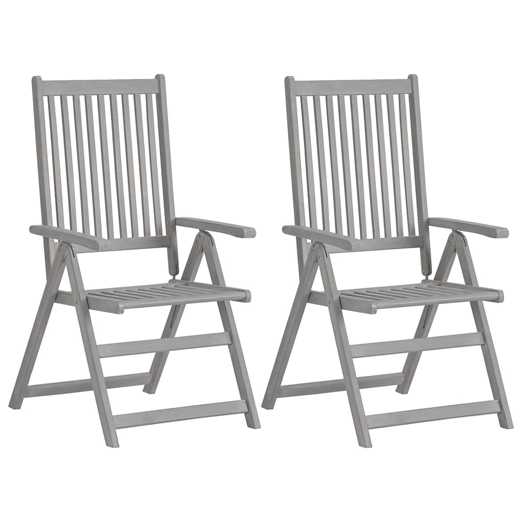 Verstellbare Gartenstühle 2 Stk. Grau Massivholz Akazie - Vidaxl