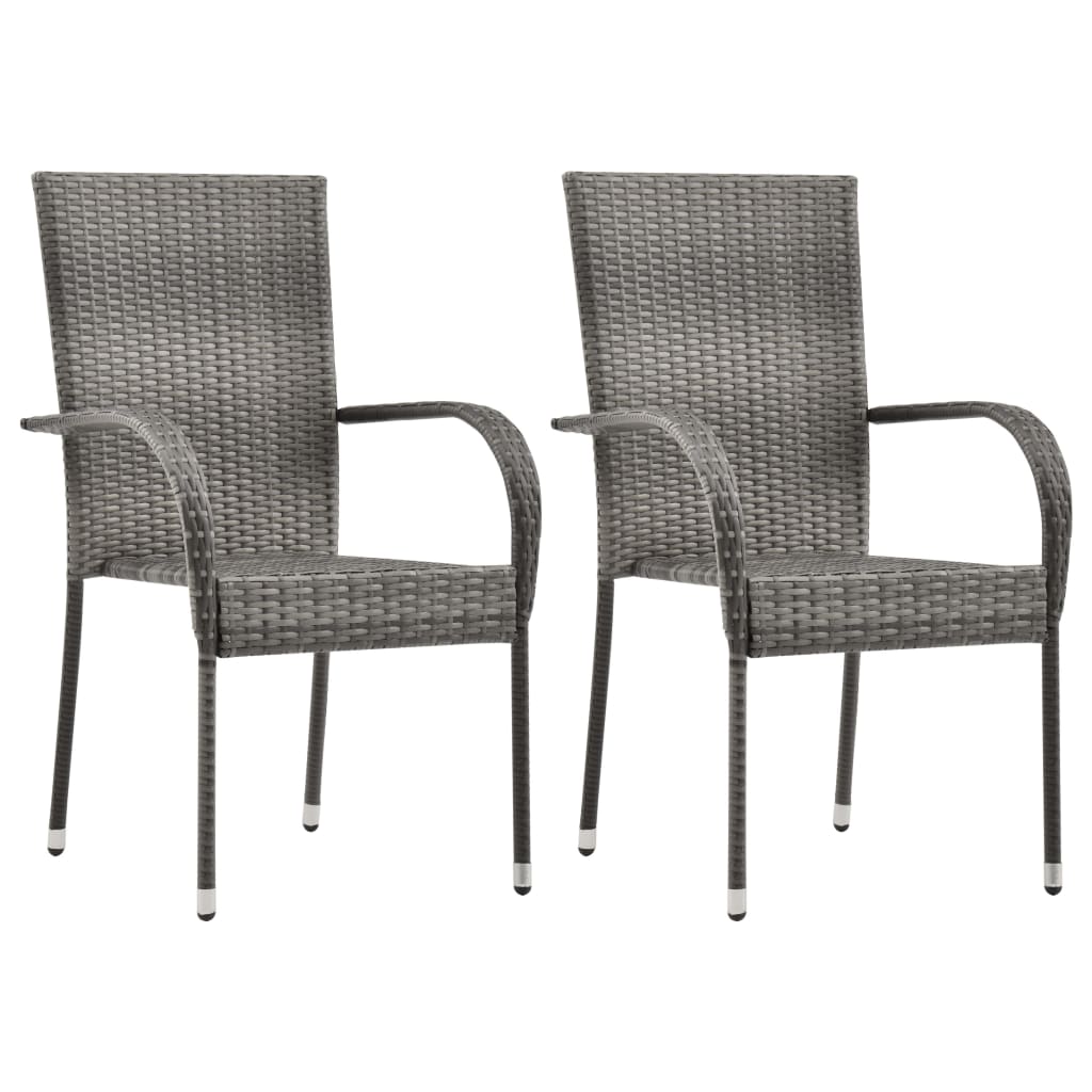 Vidaxl - Gartenstühle Stapelbar 2 Stk. Grau Poly Rattan