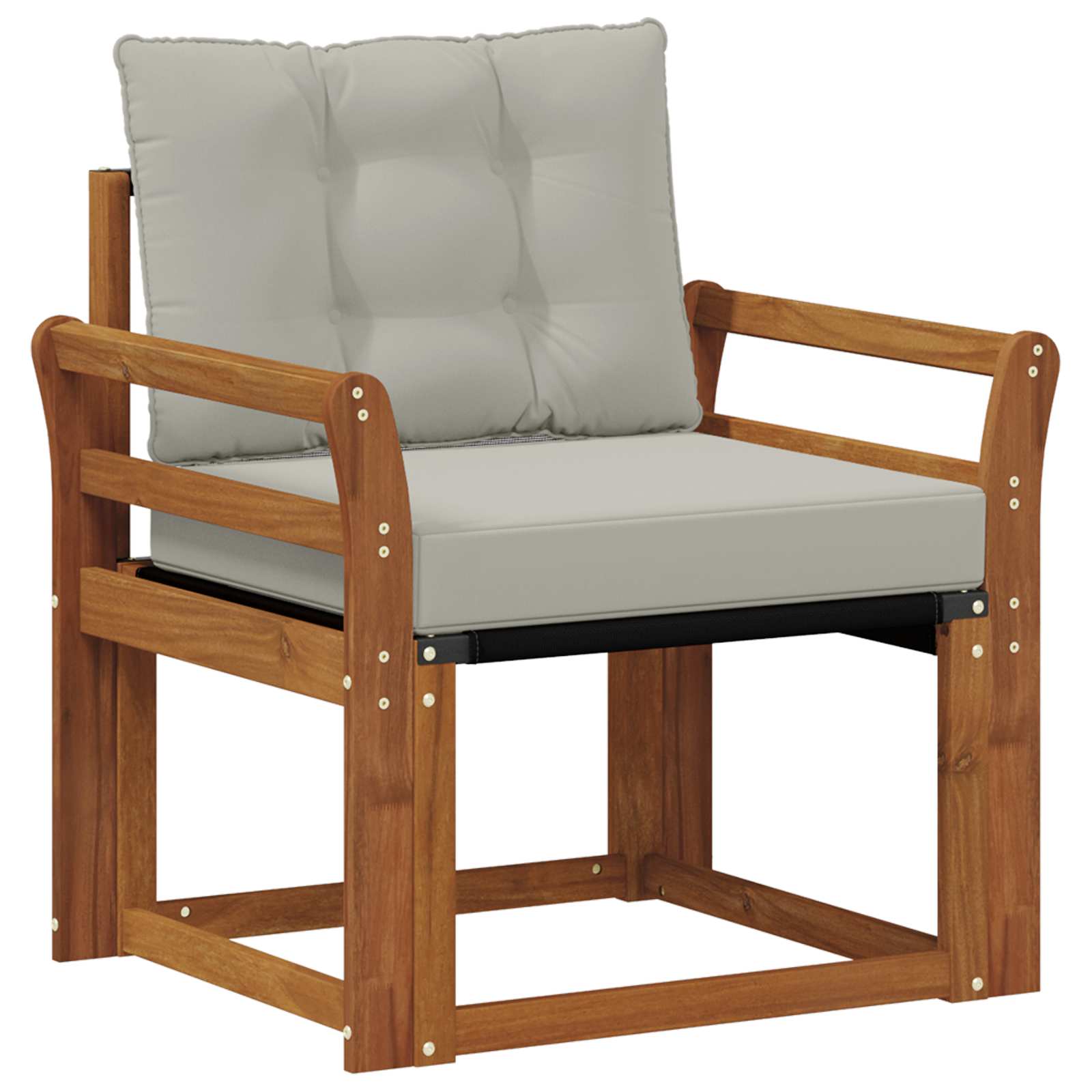 Outdoor-sofa Massivholz Akazie Natürlich Und Hellgrau Vidaxl