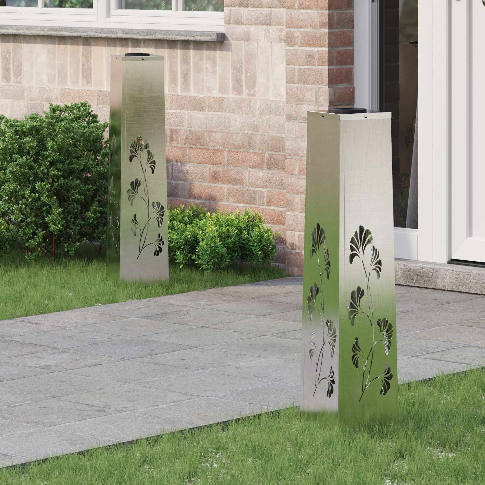 Solar Led Weg Licht 2 Pcs Silber Edelstahl Vidaxl